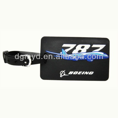 3D Soft pvc custom logo airline name tag with paper card inserted